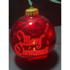 LuminEtch VTG 1993 Merry Christmas Ornament Red Glass 766/10000 Holiday